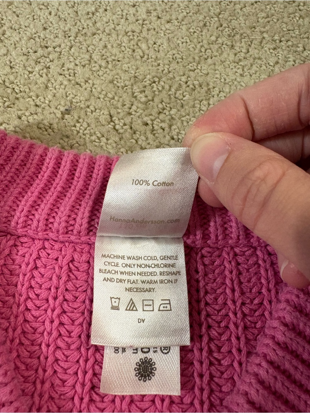 Hanna Andersson 100% Cotton Pink Chunky Knit Button-Front Cardigan Girls Size 8 - Picture 4 of 5